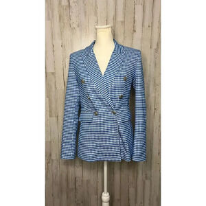 Autres‎ Filles Women's XS Blue Check Double-Breasted Blazer Casual Formal
